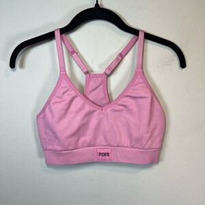 Victoria’s Secret Women's Seamless Ribbed Racerback Sports Bra Pink Active Large